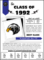 Class Reunion Mascot Blue Logo Flyer