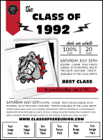 Class Reunion Mascot Red Logo Flyer