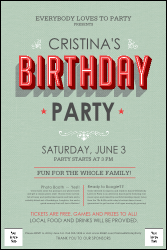 Birthday Party Green Poster