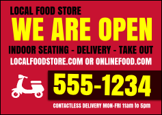 We Are Open Postcard Red Black Landscape